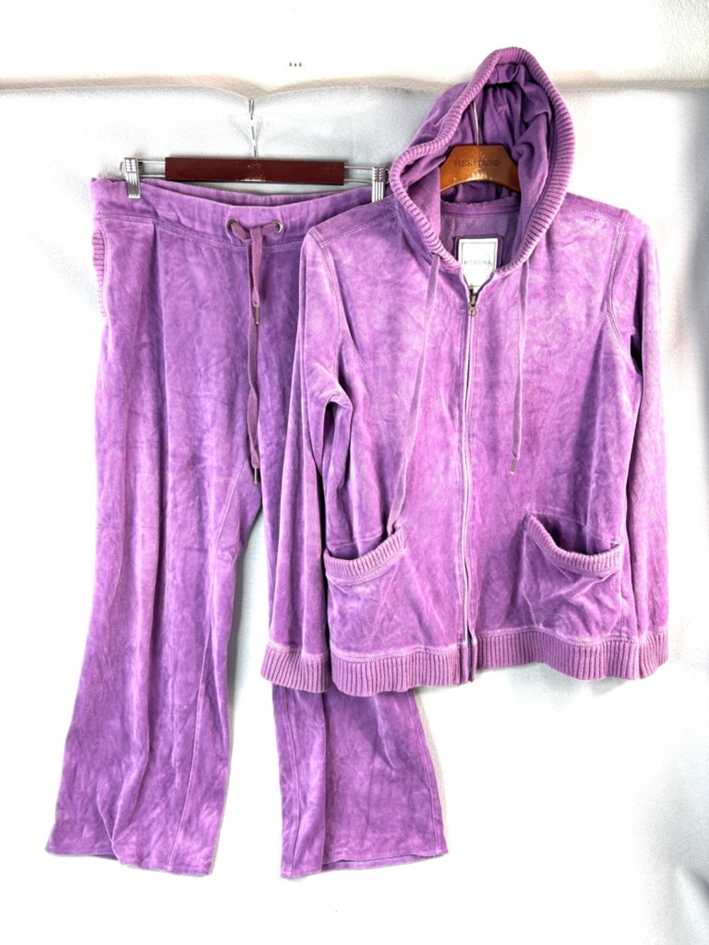 Merona L Lavender Velour Zip Hoodie & Track Pants Set